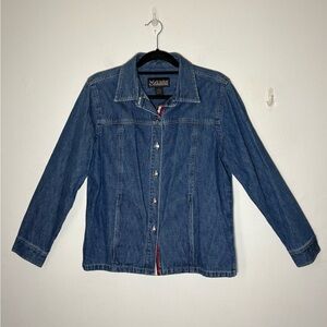 Norton McNaughton View Denim Jean Jacket with Red and Navy Accent Size 12
